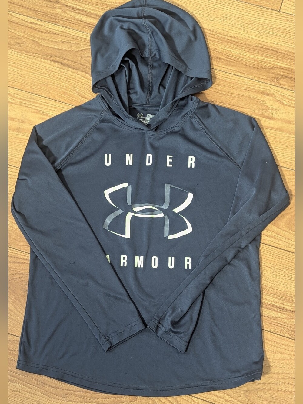 Under Armour HeatGear Loose Fit Charcoal Hoodie Long Sleeve Shirt YXL